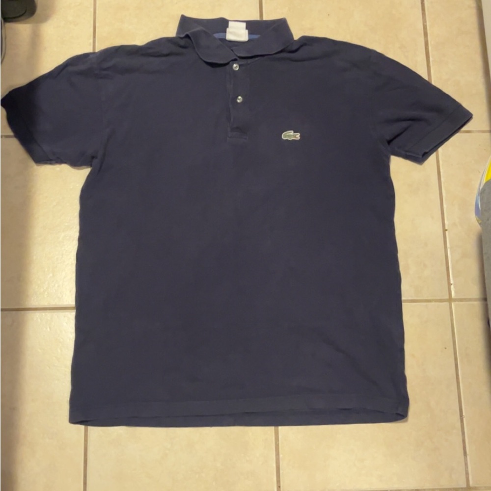 Vintage Lacoste Men's Navy Polo Shirt